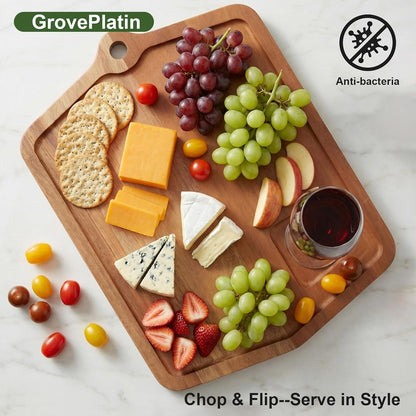 Acacia Wood Cutting Board 12 x 8 In, Wooden Cutting Boards for Kitchen Non Toxic Dishwasher Safe Non Slip, Small Cutting Board for Meat, Charcuterie, Chopping