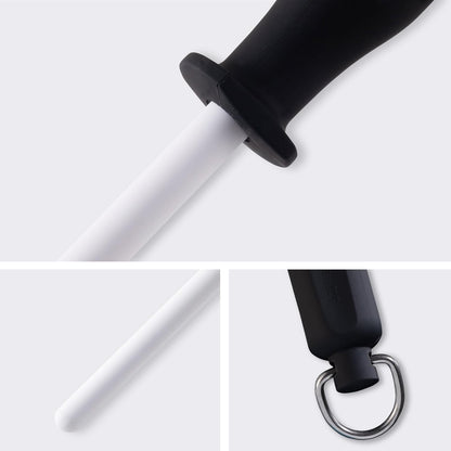 12” Ceramic Sharpening Rod - Knife Sharpener - Fine 1200 Grit - Ceramic Core, Large Sharpening Surface & Soft-Grip Handle