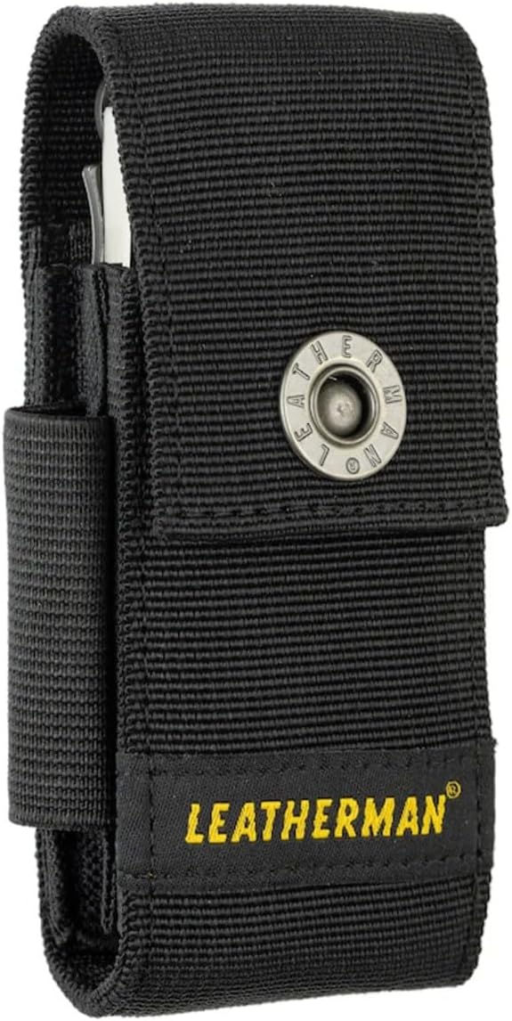 Premium Nylon Snap Sheath with Pockets, Fits 4" to 4.5” Multi-Tools, Black, Medium