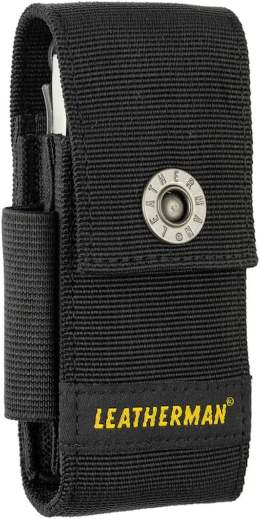 Premium Nylon Snap Sheath with Pockets, Fits 4" to 4.5” Multi-Tools, Black, Medium