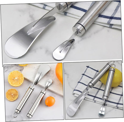 2pcs Citrus Peeler and Grapefruit Knife Set Stainless Steel Fruit Peelers for Kitchen Household Orange and Pomelo Peeling Tools with Serrated Blades for Convenient Fruit Peeling