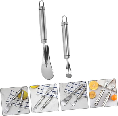 2pcs Citrus Peeler and Grapefruit Knife Set Stainless Steel Fruit Peelers for Kitchen Household Orange and Pomelo Peeling Tools with Serrated Blades for Convenient Fruit Peeling