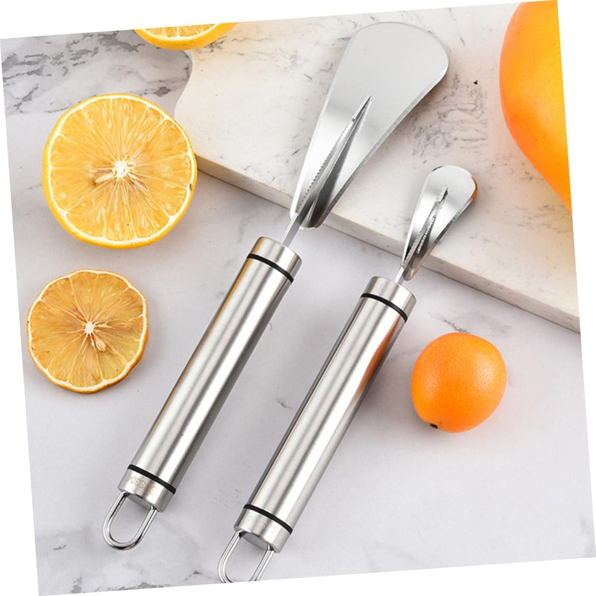 2pcs Citrus Peeler and Grapefruit Knife Set Stainless Steel Fruit Peelers for Kitchen Household Orange and Pomelo Peeling Tools with Serrated Blades for Convenient Fruit Peeling