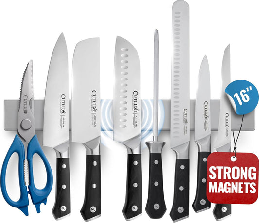 Magnetic Knife Holder for Wall & Fridge, 16" Knife Magnetic Strip | Stainless Steel Bar Holds up to 15 Lbs, Easy Mount with Strong Magnets or Screws
