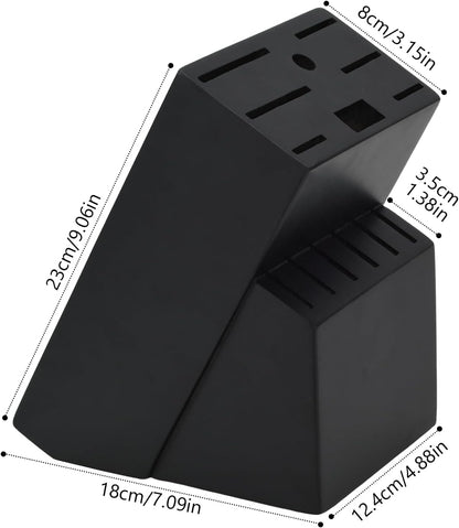 Wood Kitchen Knife Block, Universal Kitchen Knife Holder Kitchen Knife Storage Rack 14 Slots Knife Holder (Black)