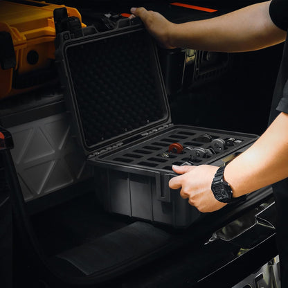 24 Folding Knife Storage Hard Case,Pocket Knives Holder Organizer | Shockproof High Density Foam,Waterproof Lockable Protective Box for EDC Collectors,Portable Travel Carrying Case
