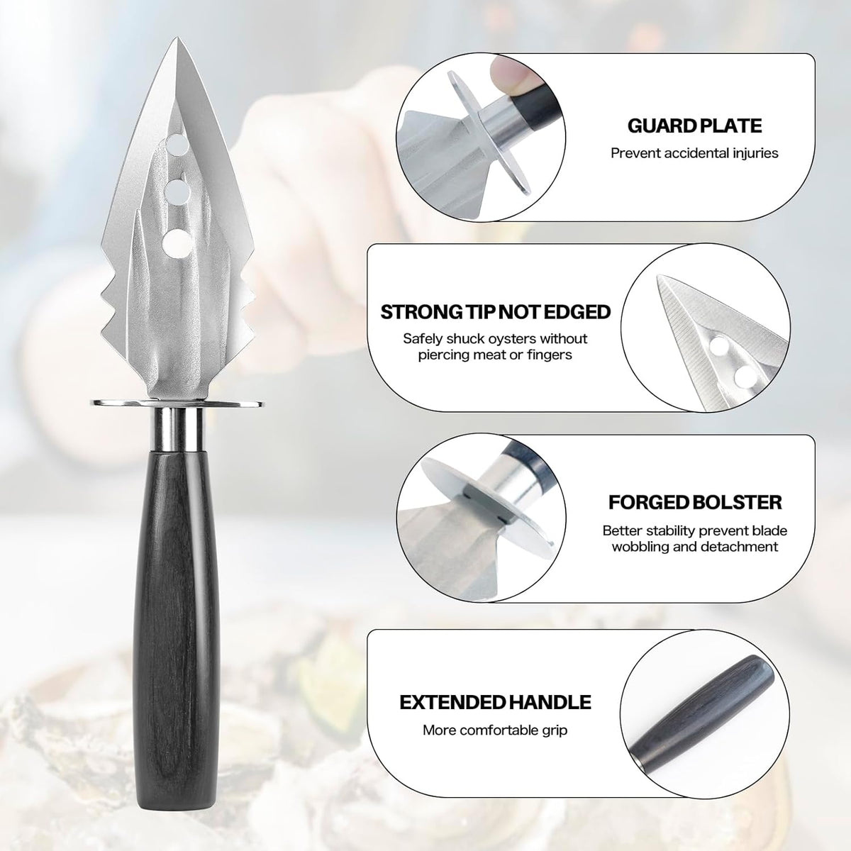 Oyster Shucking Knife+A9 Cut-Resistant Glove with Gift Box,Stainless Steel Oyster Knife and Oyster Shucking Gloves Kit,Heavy Duty Oyster Shucker Tool, Oyster Opener Tool for Chef