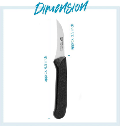 fruit knife, set of 3, stainless steel blade, black handles, super sharp edge