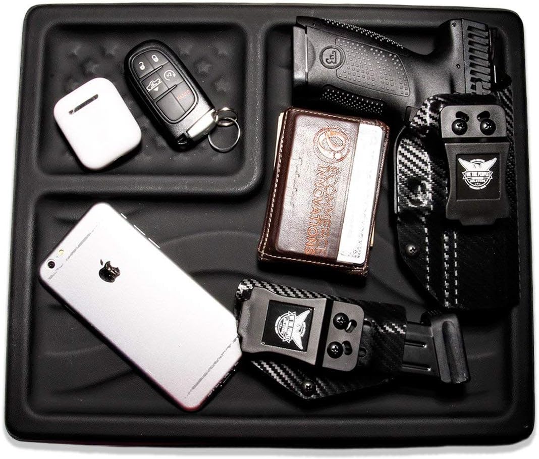 American Flag EDC Kydex Dump Tray - Valet Tray for Men - EDC Organizer and Catch-All for Everyday Carry - Keys - Change - Phone (Black)