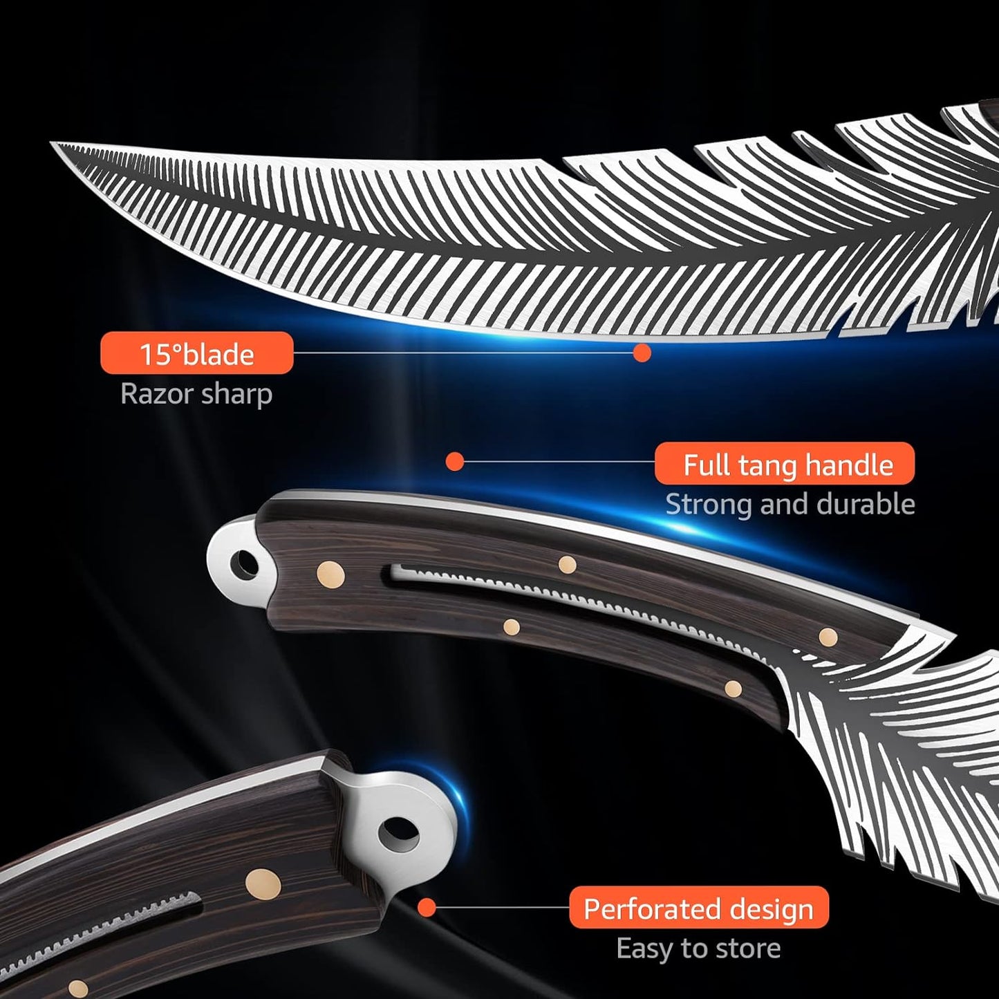 Feather Carving Knife, 8 Inch Boning Knife with Sheath and Gift Box | High-Carbon Steel, Full Tang, Ergonomic Curved Handle, Gift Box, for Brisket Outdoor Camping BBQ