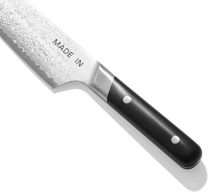 Cookware - 8" Japanese Damascus Steel Gyuto (Chef Knife) - 66 Layers of Damascus Steel with a VG-10 Core - Crafted in Japan - Full Tang With Black POM Handle