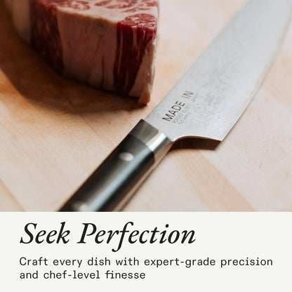 Cookware - 8" Japanese Damascus Steel Gyuto (Chef Knife) - 66 Layers of Damascus Steel with a VG-10 Core - Crafted in Japan - Full Tang With Black POM Handle