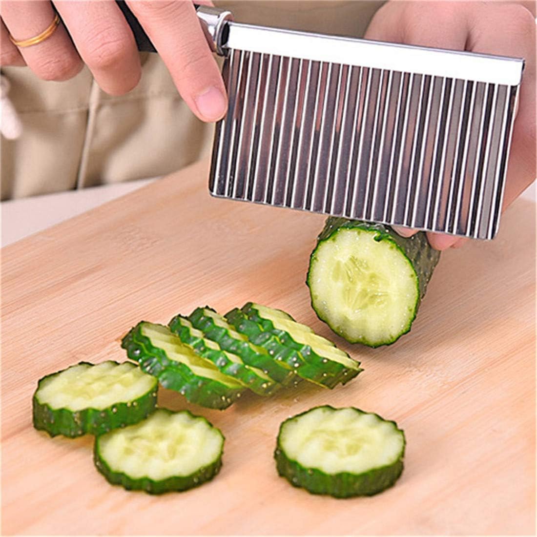 InfantLY Bright Kitchen Knives Stainless Steel Vegetable Fruit Wavy Cutter Potato Cucumber Carrot Waves Cutting Slicer Tools