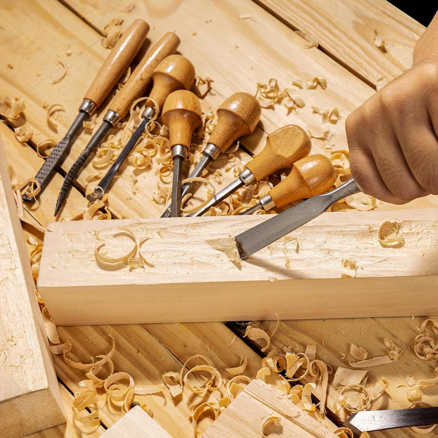 16 Pcs Professional Wood Carving Knives Chisel Set | Including Sharpening Stone, Mallet and Storage Bag for Wood Carving Projects