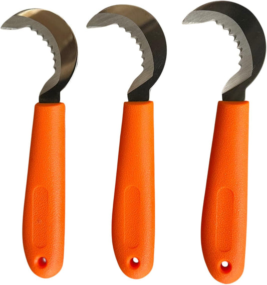 6 1/2" Grape Hook Knife Serrated Stainless Steel Blade 3 Pack