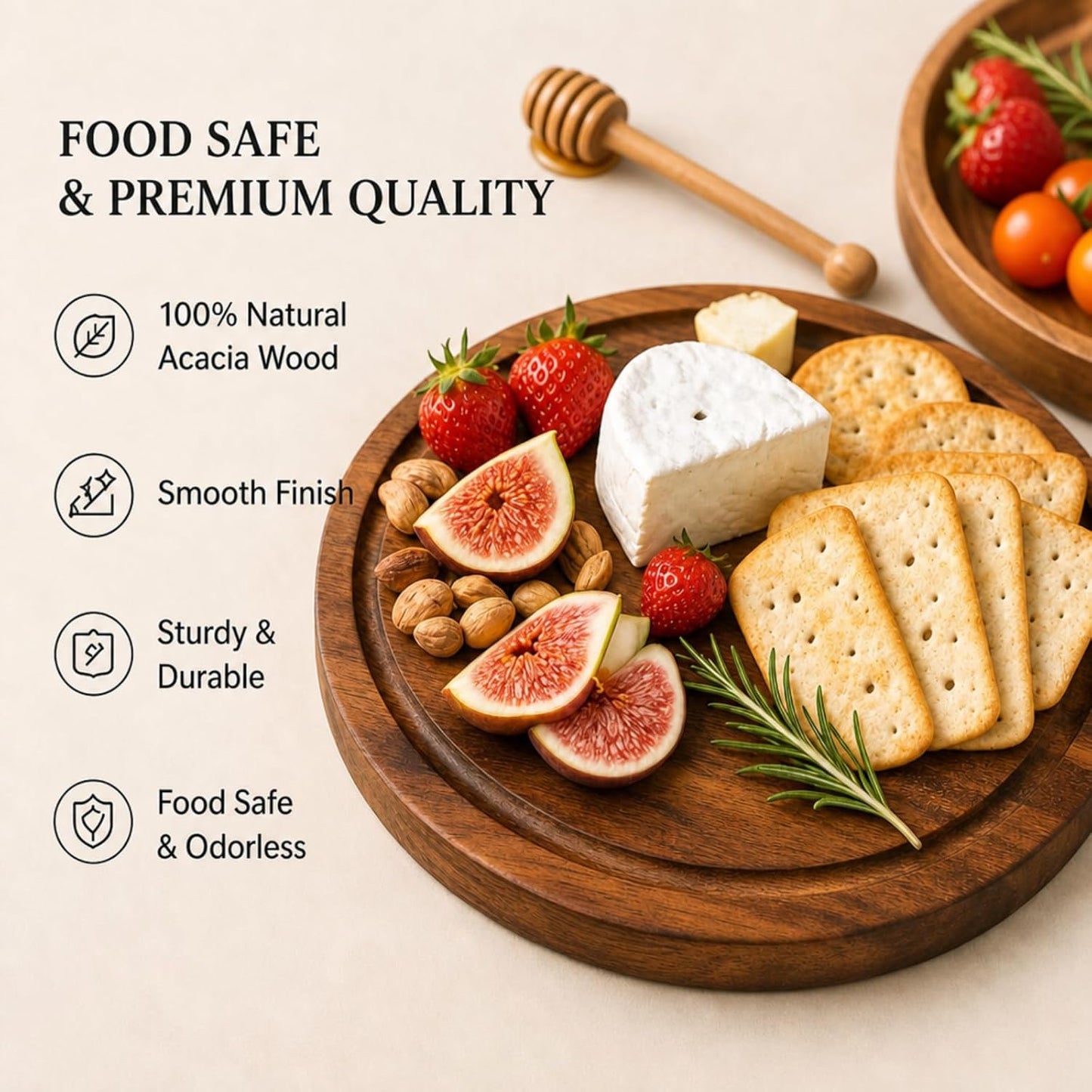 1 Set Baby Shower Bridal Game Prizes for Winners Round Cheese Board Set Wood Mini Charcuterie Board with Knives and Forks Thank You Card with Gift Box for Guests Wedding (Acacia)