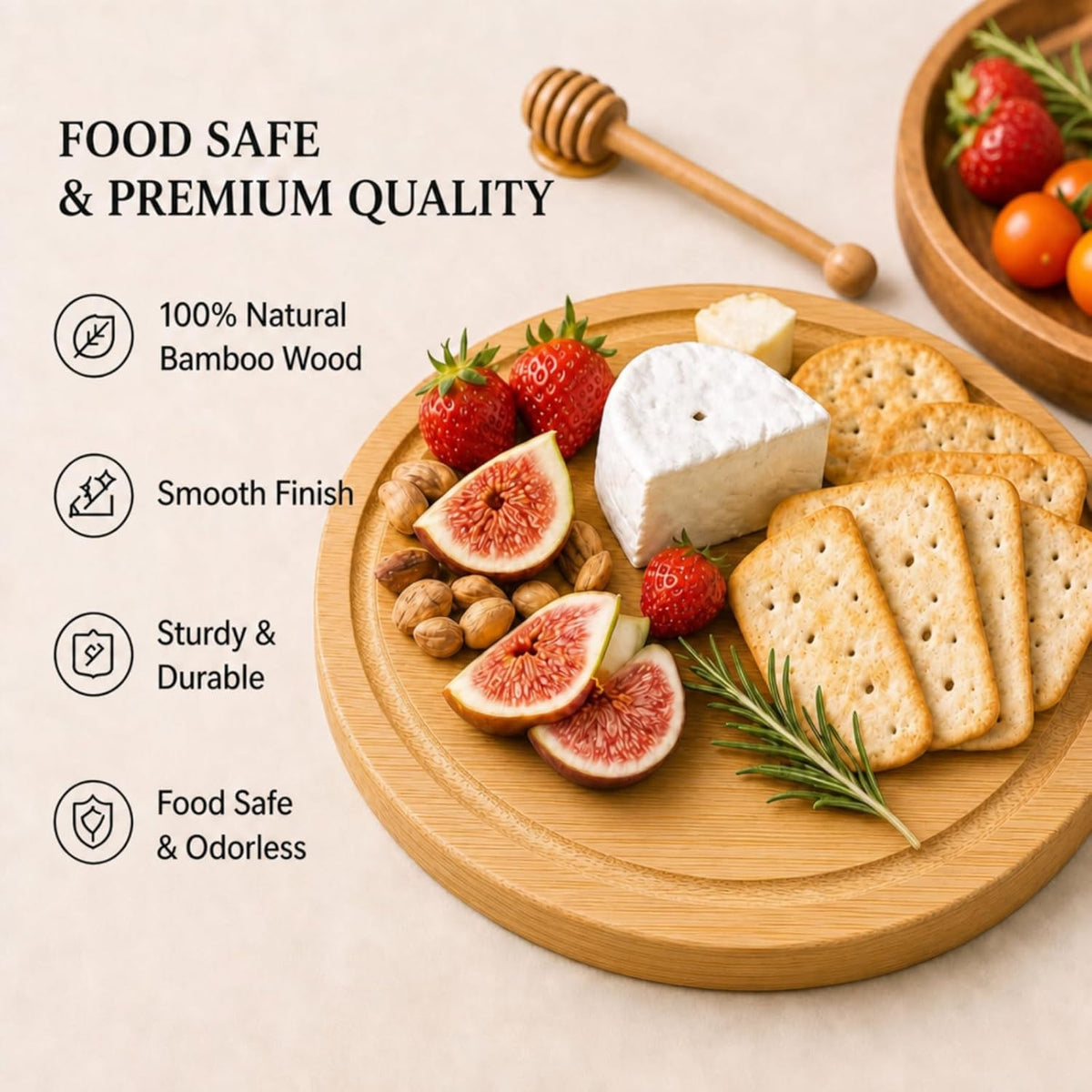 1 Set Baby Shower Bridal Game Prizes for Winners Round Cheese Board Set Wood Mini Charcuterie Board with Knives and Forks Thank You Card with Gift Box for Guests Wedding (Acacia)