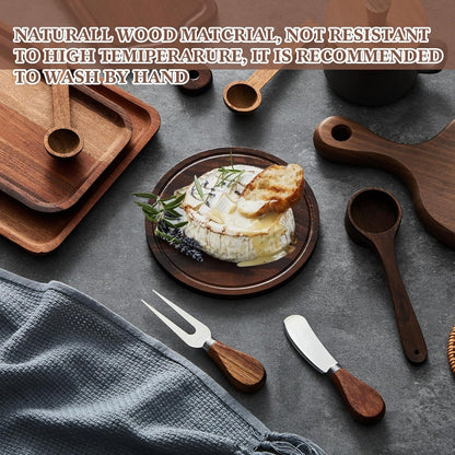 1 Set Baby Shower Bridal Game Prizes for Winners Round Cheese Board Set Wood Mini Charcuterie Board with Knives and Forks Thank You Card with Gift Box for Guests Wedding (Acacia)
