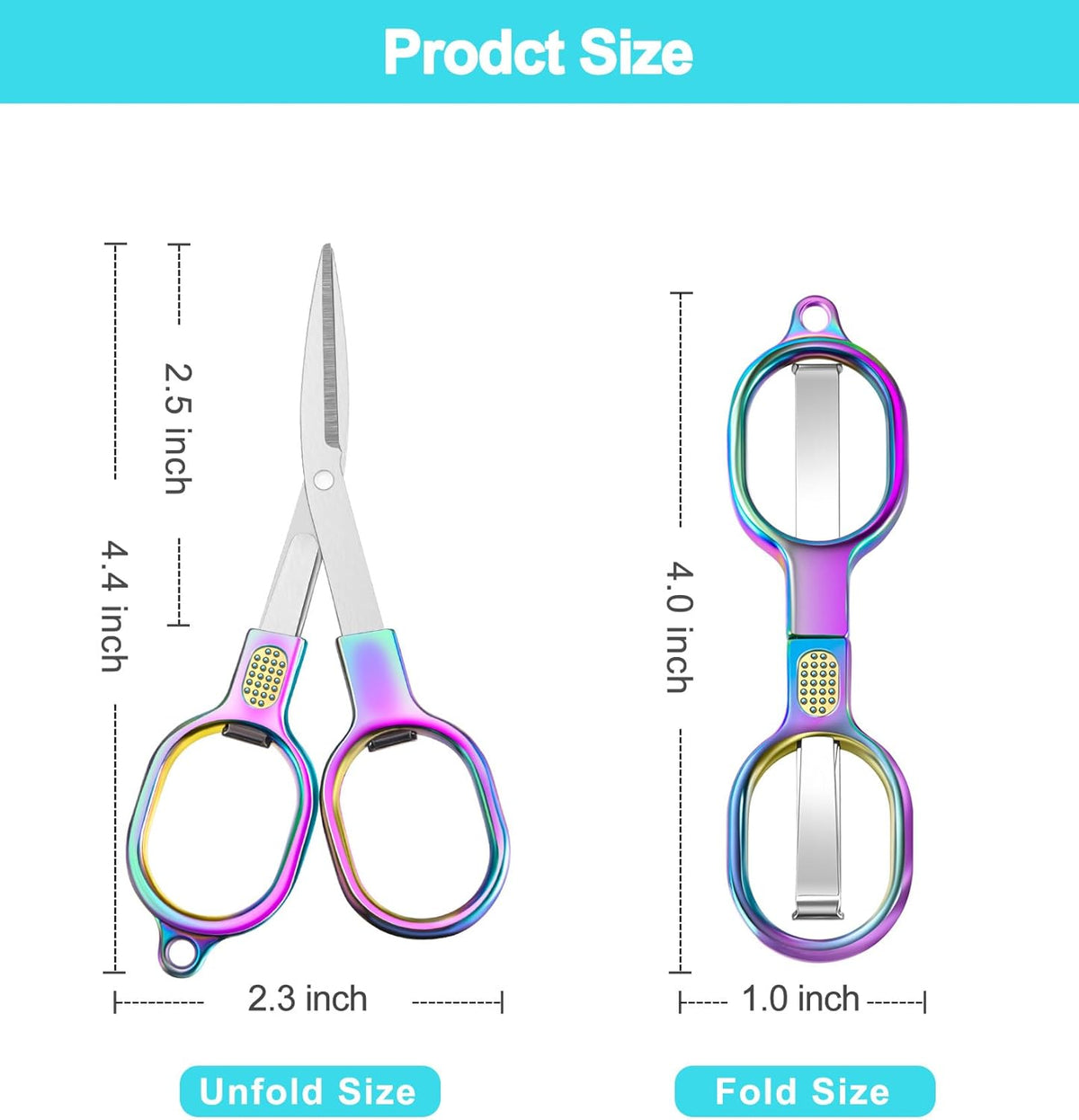 Folding Travel Scissors Safety, Small TSA-Compliant and Portable with Case, Pocket Foldable Stainless Steel Retractable Cutters, Mini Craft Scissors for Home, Outdoor and Office Use