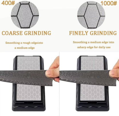 Double-sided Diamond Sharpening Stone, Knife Sharpener Stone diamond sharpener Honeycomb Surface Plate with Non-slip Base for Scissors Knives Outdoor Kitchen Sharpen Tools (600/1200 Grit)