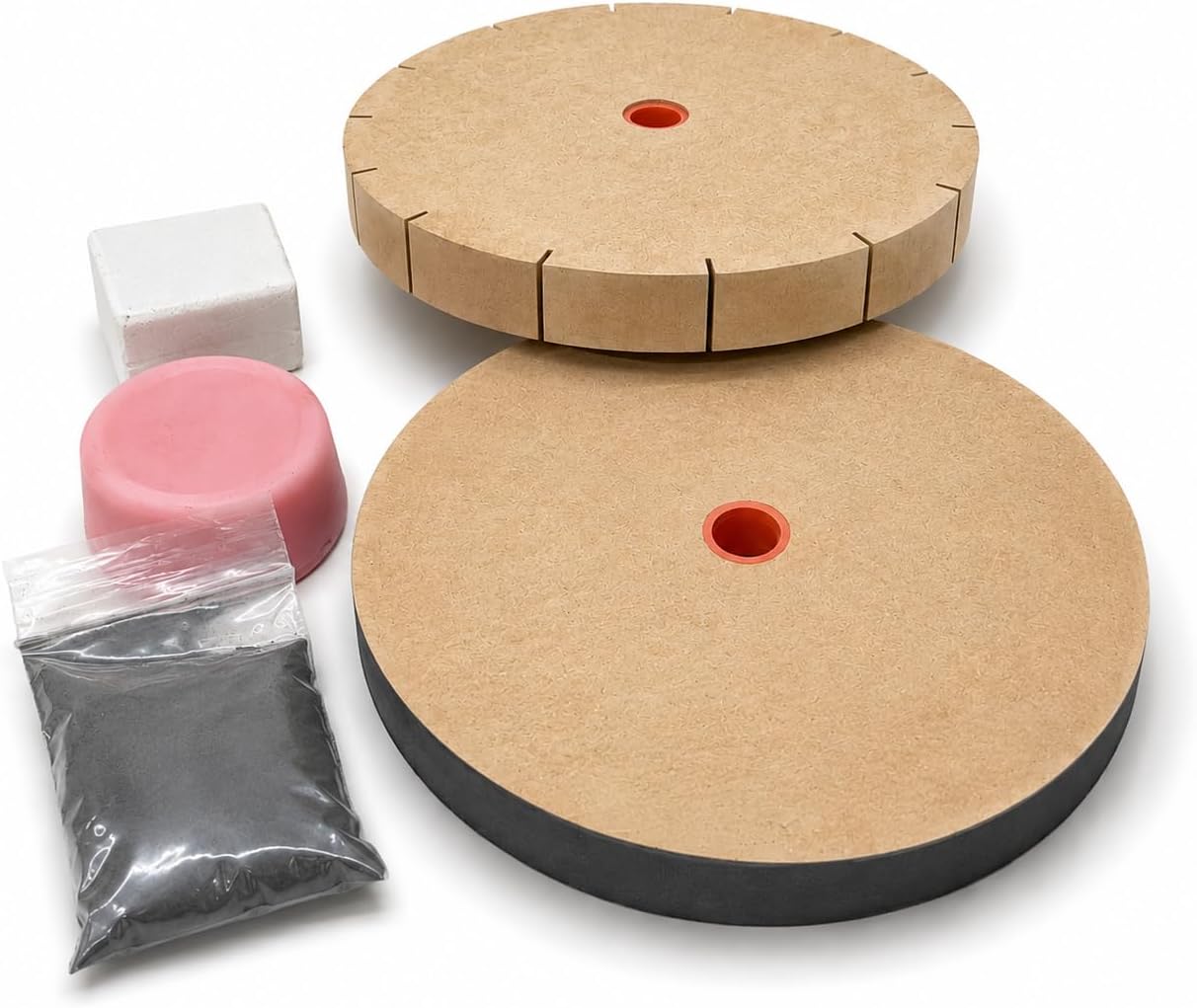 Keen Edge Professional Knife Sharpening Wheel System - Made in USA - Complete two Wheel System to fit most 6" and 8" Bench Grinders - Sharpening + Slotted Honing Wheels & Accessories Kit
