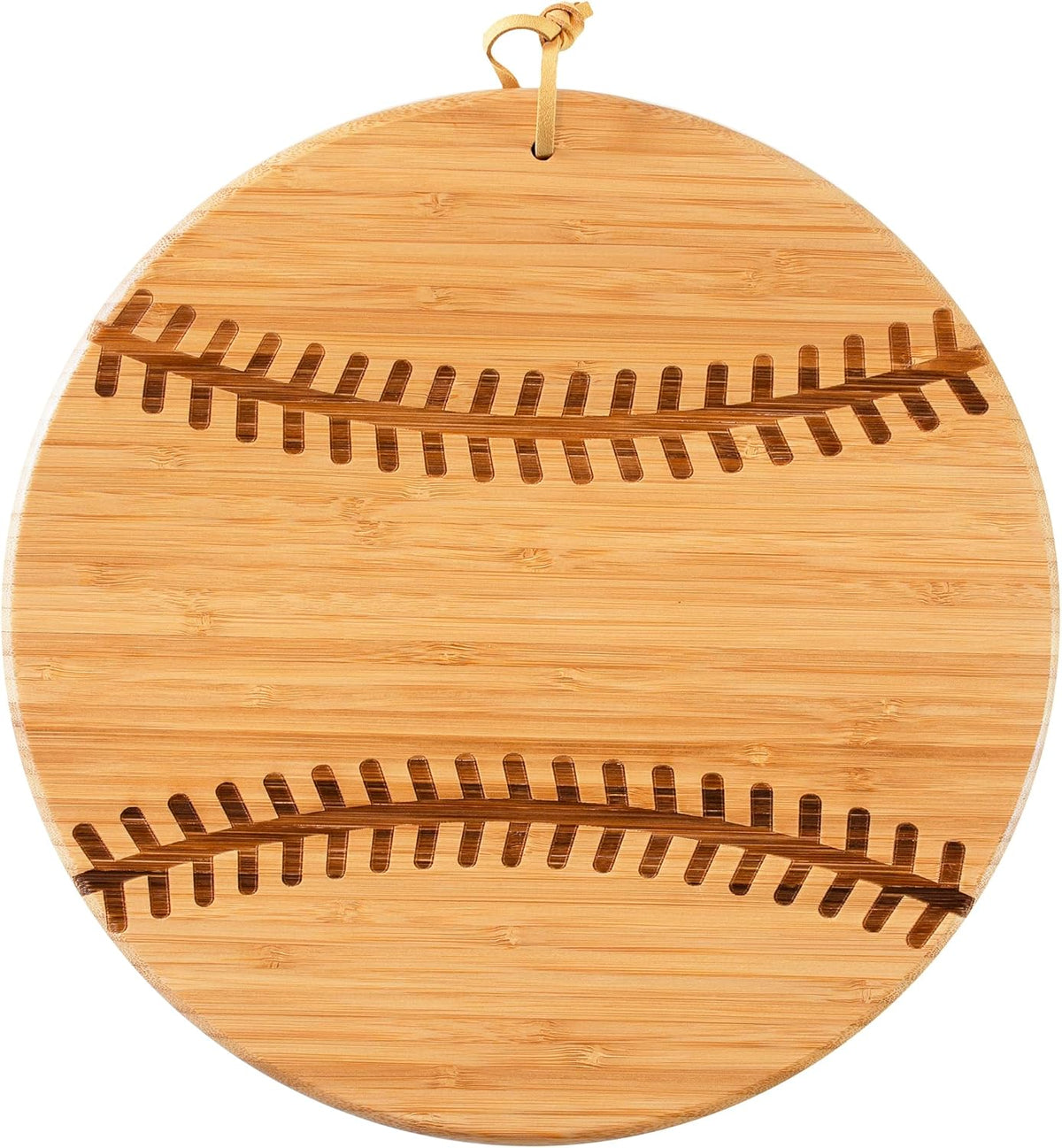 Football Shaped Bamboo Wood Cutting Board and Charcuterie Board, Great Gift for Football Fans | Football serving board for game day watch parties and tailgating. Smooth reverse side for prep. Hangs as decor between uses.