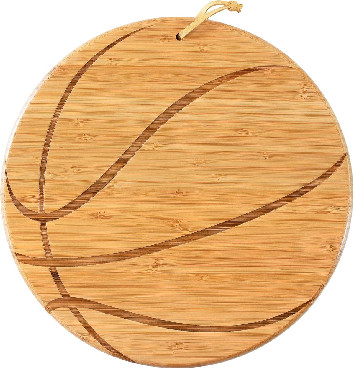 Football Shaped Bamboo Wood Cutting Board and Charcuterie Board, Great Gift for Football Fans | Football serving board for game day watch parties and tailgating. Smooth reverse side for prep. Hangs as decor between uses.