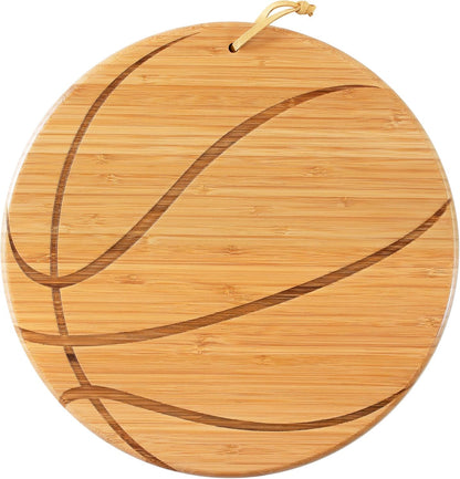 Football Shaped Bamboo Wood Cutting Board and Charcuterie Board, Great Gift for Football Fans | Football serving board for game day watch parties and tailgating. Smooth reverse side for prep. Hangs as decor between uses.