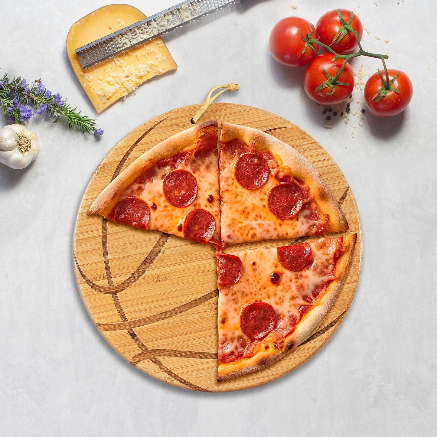 Football Shaped Bamboo Wood Cutting Board and Charcuterie Board, Great Gift for Football Fans | Football serving board for game day watch parties and tailgating. Smooth reverse side for prep. Hangs as decor between uses.