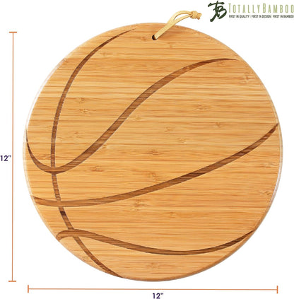 Football Shaped Bamboo Wood Cutting Board and Charcuterie Board, Great Gift for Football Fans | Football serving board for game day watch parties and tailgating. Smooth reverse side for prep. Hangs as decor between uses.