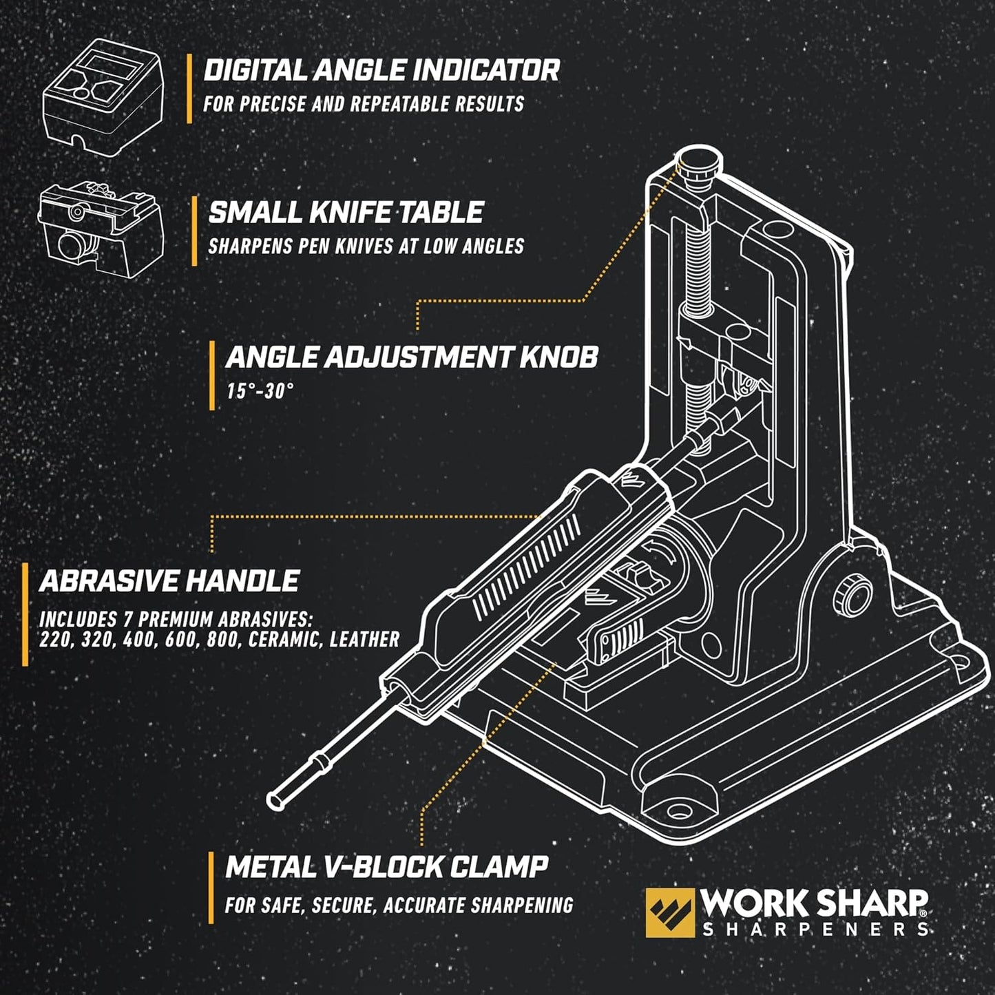 Professional Precision Adjust Knife Sharpener Kit - Complete Sharpening System for Kitchen, Pocket & Hunting Knives - Premium Angle-Guided Sharpening