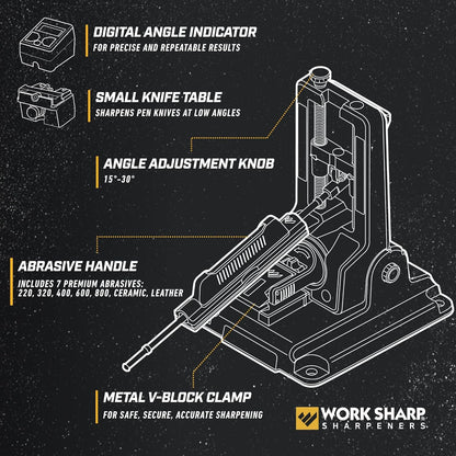 Professional Precision Adjust Knife Sharpener Kit - Complete Sharpening System for Kitchen, Pocket & Hunting Knives - Premium Angle-Guided Sharpening