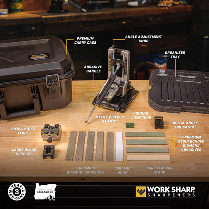 Professional Precision Adjust Knife Sharpener Kit - Complete Sharpening System for Kitchen, Pocket & Hunting Knives - Premium Angle-Guided Sharpening