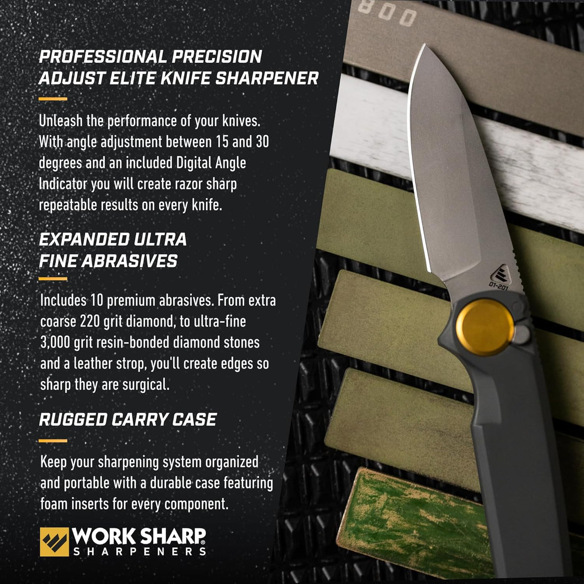 Professional Precision Adjust Knife Sharpener Kit - Complete Sharpening System for Kitchen, Pocket & Hunting Knives - Premium Angle-Guided Sharpening