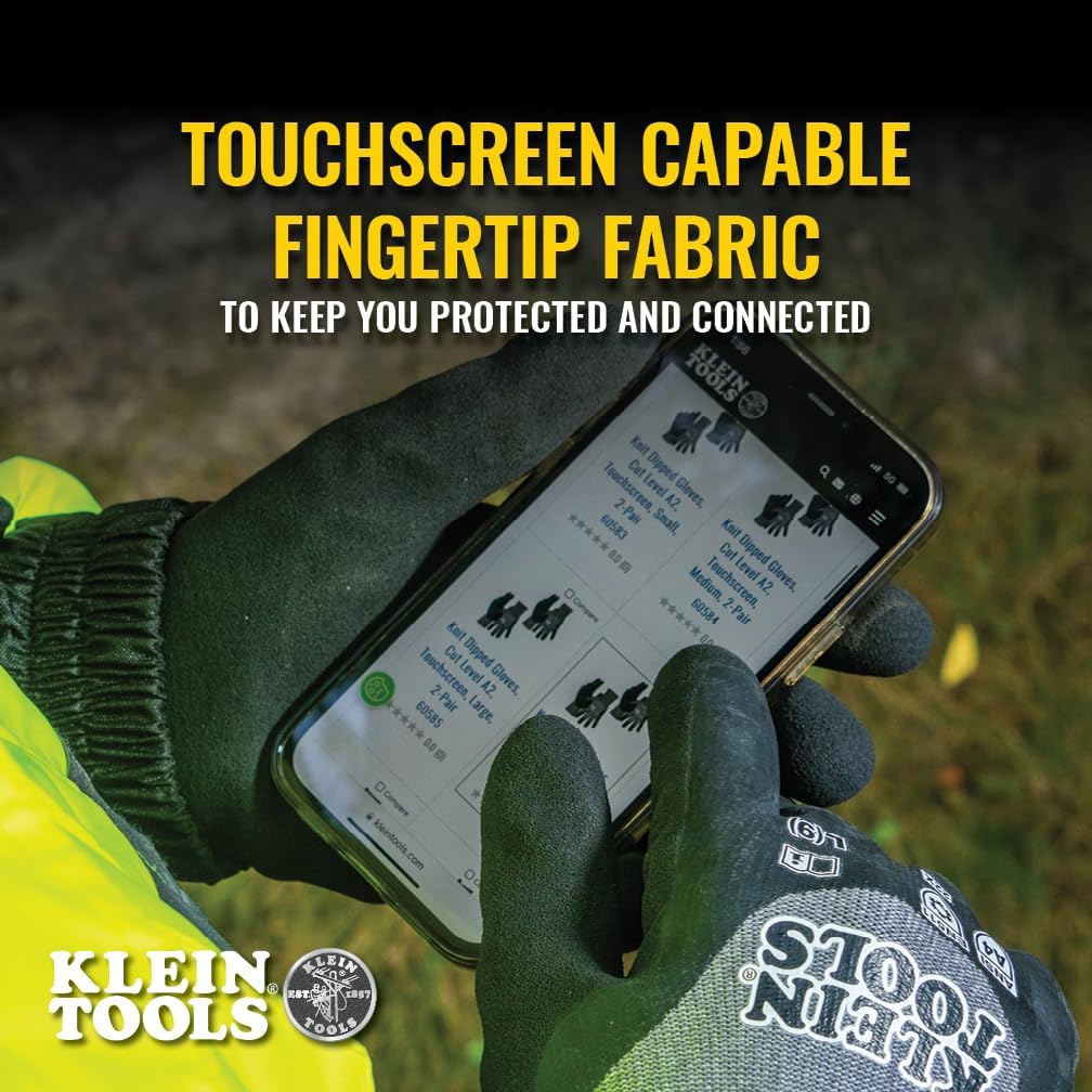 Winter Work Gloves, Knit Dipped ANSI A4 Cut-Resistant, Sandy Latex Coated, Fleece-Lined, Touchscreen Capable
