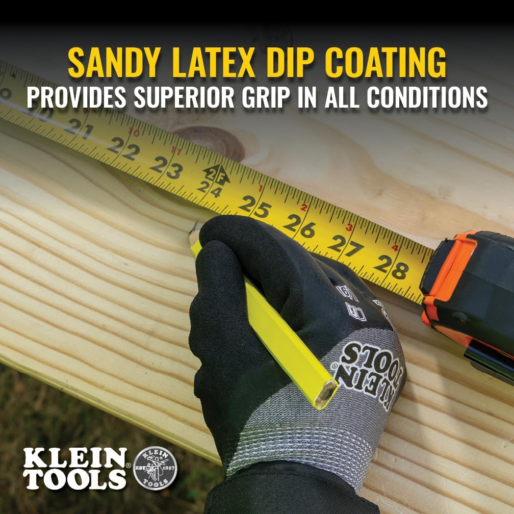Winter Work Gloves, Knit Dipped ANSI A4 Cut-Resistant, Sandy Latex Coated, Fleece-Lined, Touchscreen Capable
