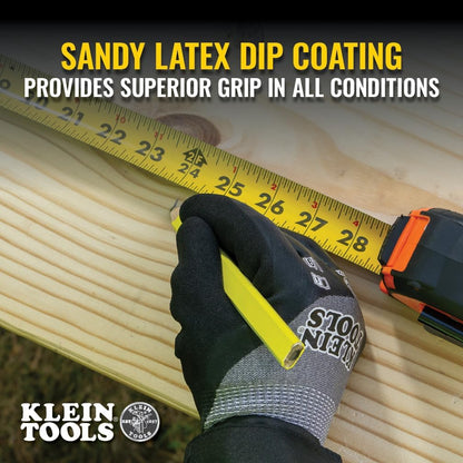 Winter Work Gloves, Knit Dipped ANSI A4 Cut-Resistant, Sandy Latex Coated, Fleece-Lined, Touchscreen Capable
