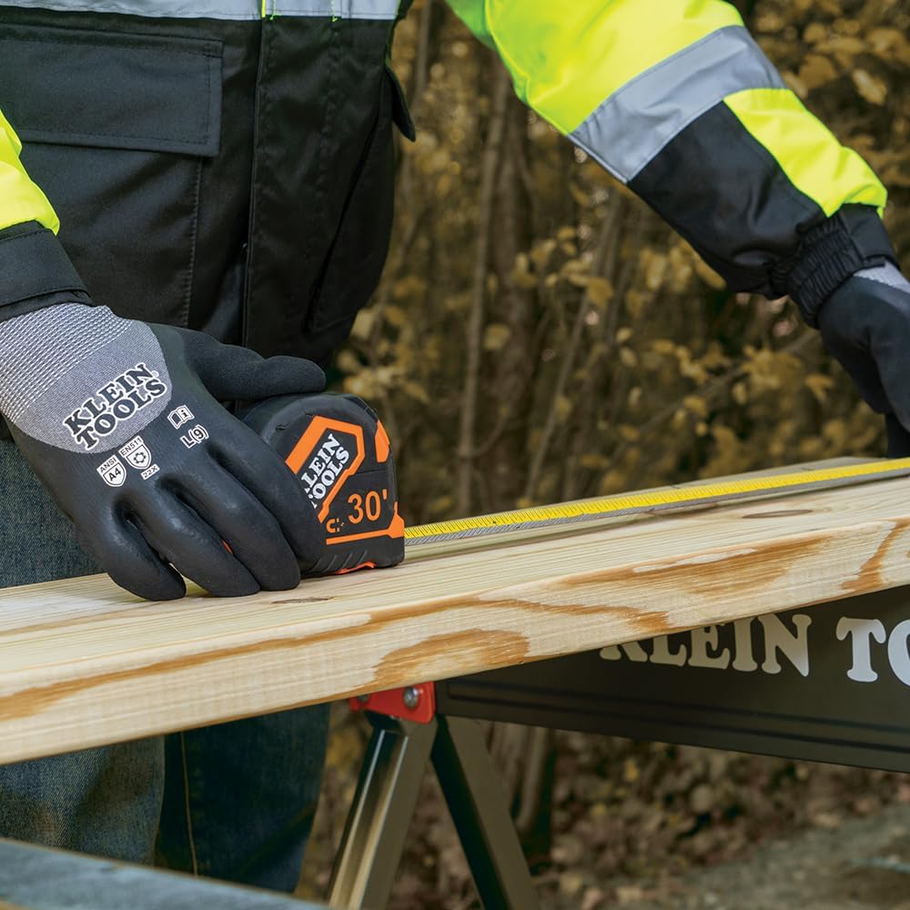 Winter Work Gloves, Knit Dipped ANSI A4 Cut-Resistant, Sandy Latex Coated, Fleece-Lined, Touchscreen Capable