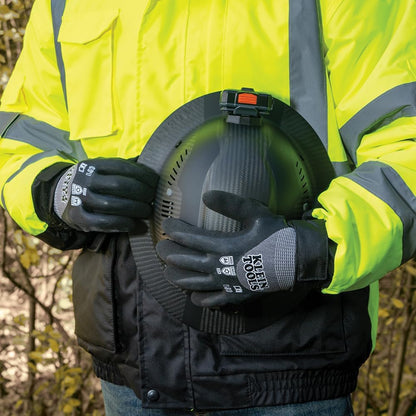 Winter Work Gloves, Knit Dipped ANSI A4 Cut-Resistant, Sandy Latex Coated, Fleece-Lined, Touchscreen Capable