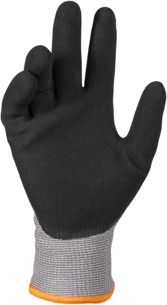Winter Work Gloves, Knit Dipped ANSI A4 Cut-Resistant, Sandy Latex Coated, Fleece-Lined, Touchscreen Capable