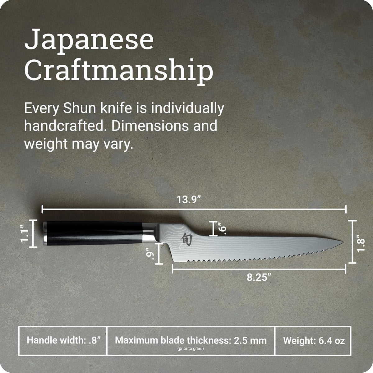 Classic 8.25" Offset Bread Knife, Handcrafted Japanese Serrated Knife for Professional and Home Chefs, VG-MAX Core with Damascus Stainless Steel Cladding, Pakkawood Handle