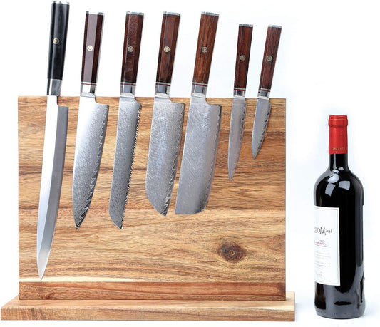 Resafy Large Magnetic Knife Holder,Acacia Wooden Magnetic Knife Block 16 X 12 Inches,Rack Magnetic Universal Stands with Strong Enhanced Magnets Strip Kitchen Storage Cutlery Organizer Without Knifves