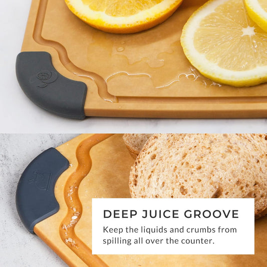 Essential Series Cutting Board for Kitchen- Natural Wood Fiber Composite, Dishwasher Safe, Eco-Friendly, Juice Grooves, Non-Slip Feet, Non-Porous, Reversible, BPA Free, X-Large -17" x 13"