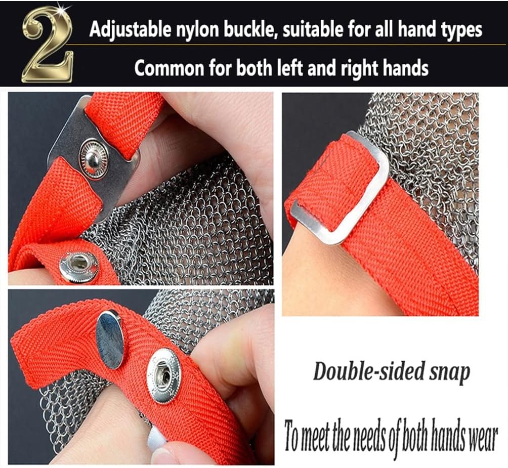Home Kitchen Cut Resistant Gloves Non-Slip Easy-to-Clean Metal Chainmail Gloves for Cutting Meat Removing Oyster Shells (Size : M/A Pack of one)
