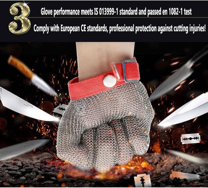 Home Kitchen Cut Resistant Gloves Non-Slip Easy-to-Clean Metal Chainmail Gloves for Cutting Meat Removing Oyster Shells (Size : M/A Pack of one)