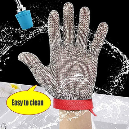 Home Kitchen Cut Resistant Gloves Non-Slip Easy-to-Clean Metal Chainmail Gloves for Cutting Meat Removing Oyster Shells (Size : M/A Pack of one)