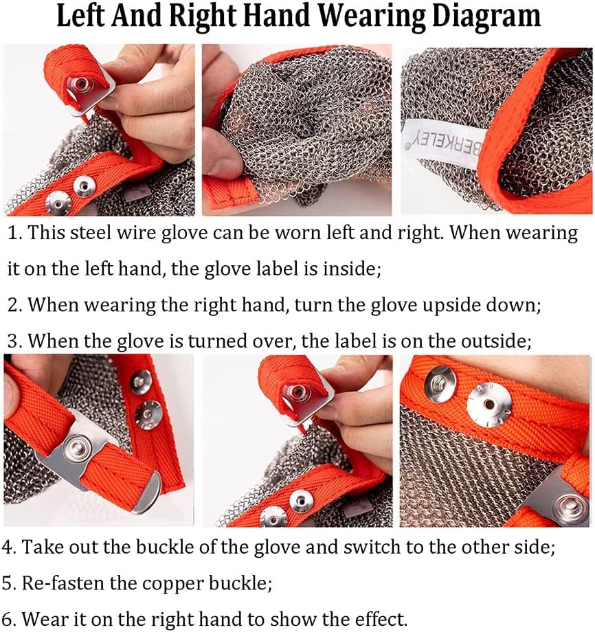 Home Kitchen Cut Resistant Gloves Non-Slip Easy-to-Clean Metal Chainmail Gloves for Cutting Meat Removing Oyster Shells (Size : M/A Pack of one)