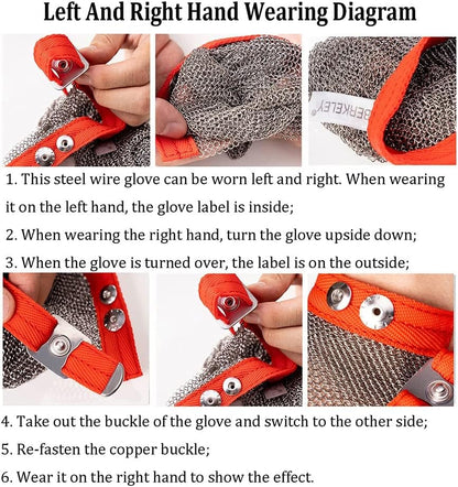 Home Kitchen Cut Resistant Gloves Non-Slip Easy-to-Clean Metal Chainmail Gloves for Cutting Meat Removing Oyster Shells (Size : M/A Pack of one)