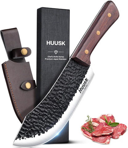 Huusk Boning Knife for Meat Cutting, 5.5" Fish Fillet Knives with Sheath | Sharp Filleting Knife for Meat Poultry Cutting, Outdoor Hunting, Gift for Men and Women