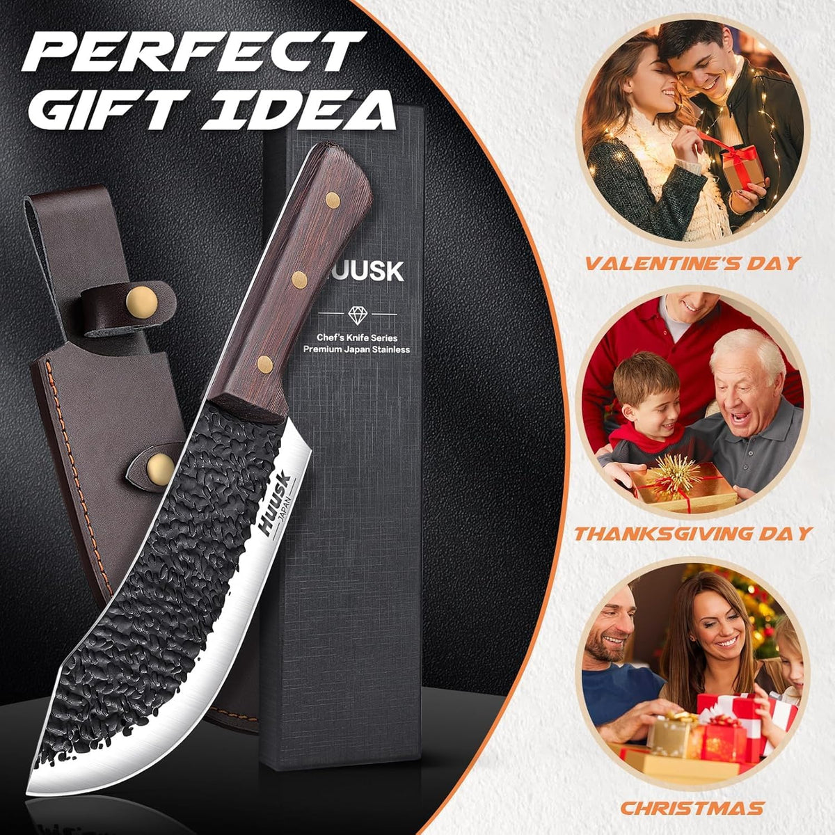 Huusk Boning Knife for Meat Cutting, 5.5" Fish Fillet Knives with Sheath | Sharp Filleting Knife for Meat Poultry Cutting, Outdoor Hunting, Gift for Men and Women